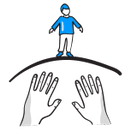 Adult hands reaching for children icon